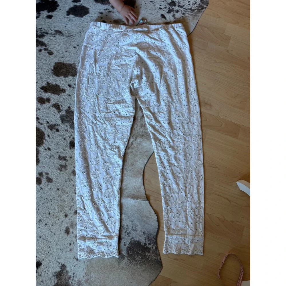 JOHNNY WAS White Eyelet Ayla Pants‎ Size Large Resort Wear